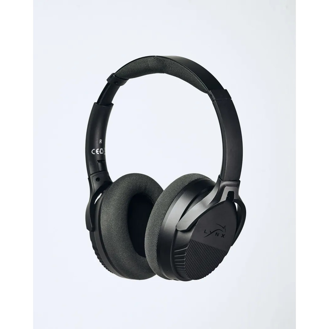 Lynx Reverb Headphones - Wireless Bluetooth, Active Over Ear Noise Cancelling and Mic, USB-C Charging, Deep Bass, Up to 24 Hours of Playtime, Black