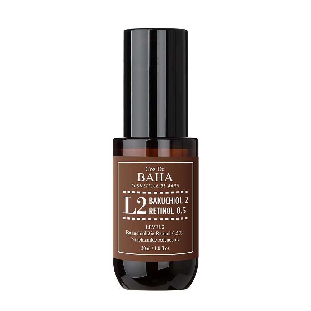 Cos De BAHA L2 Bakuchiol 2% + Retinol 0.5% Face Serum 1 Fl Oz – Intermediate Level 2 Retinol, Niacinamide & Panthenol Hydrating Night Serum (30 ml)