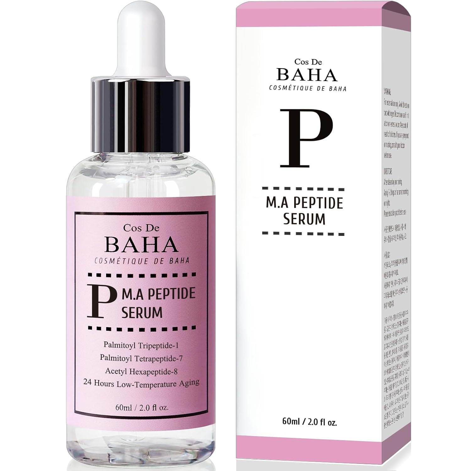Cos De BAHA Large Size – 2 Fl Oz Multi Peptide Complex with Palmitoyl Tripeptide-1, Palmitoyl Tetrapeptide-7 & Acetyl Hexapeptide-8(60 ml)