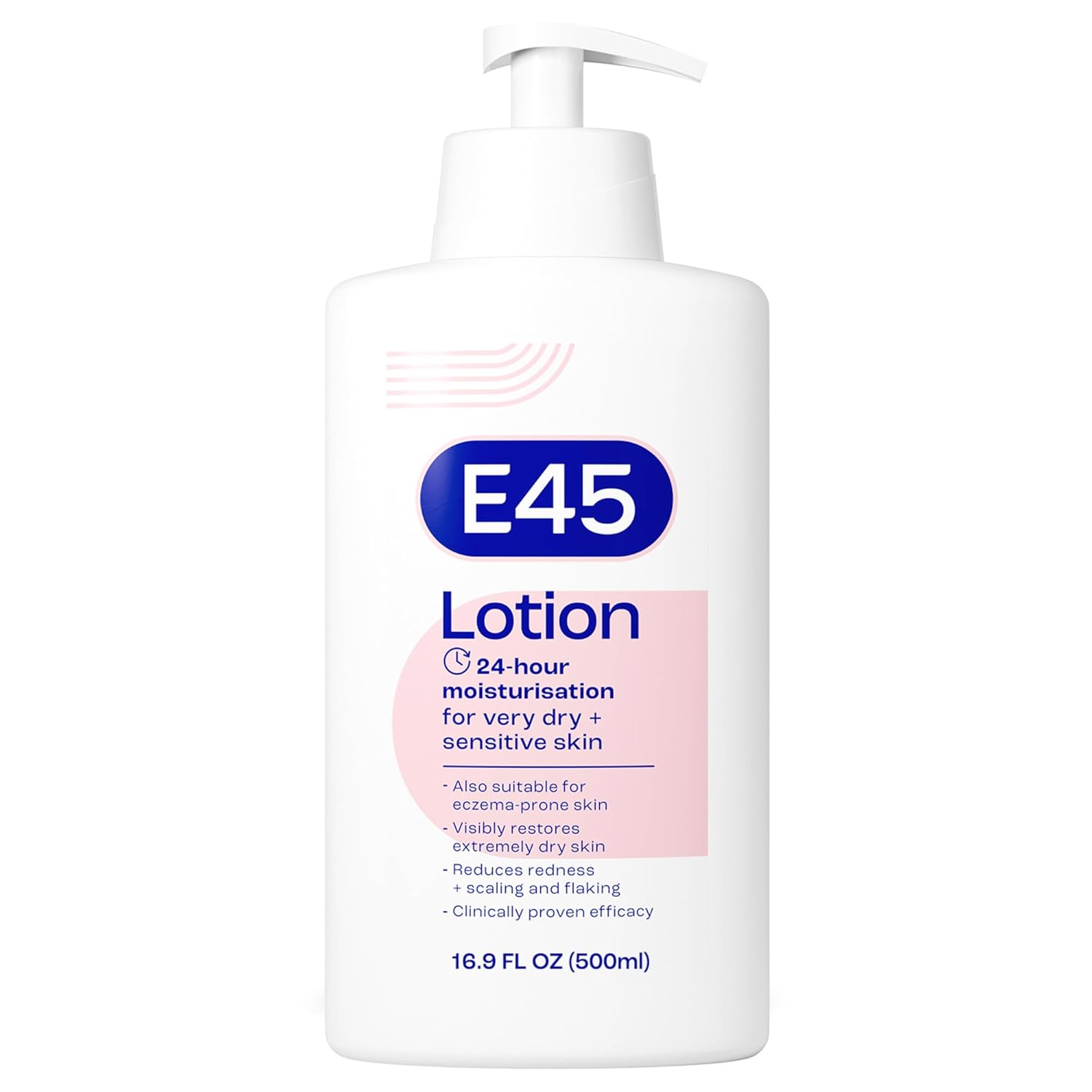 E45 Moisturising Lotion for Very Dry, Sensitive Skin, 24 Hour Moisturizer(500ml)