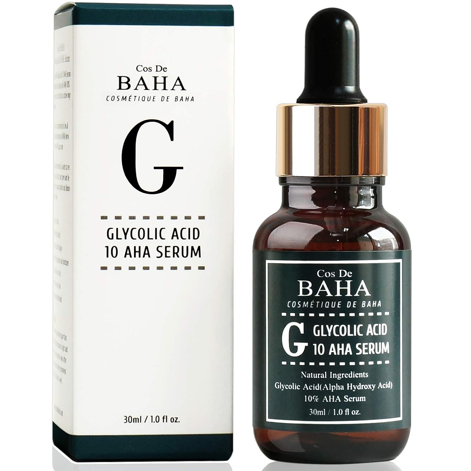Glycolic Acid 10% AHA Serum - Gentle Exfoliating Formula with Aloe & Green Tea - Facial Serum for Smoother Skin Appearance, 1 Fl Oz (30ml)