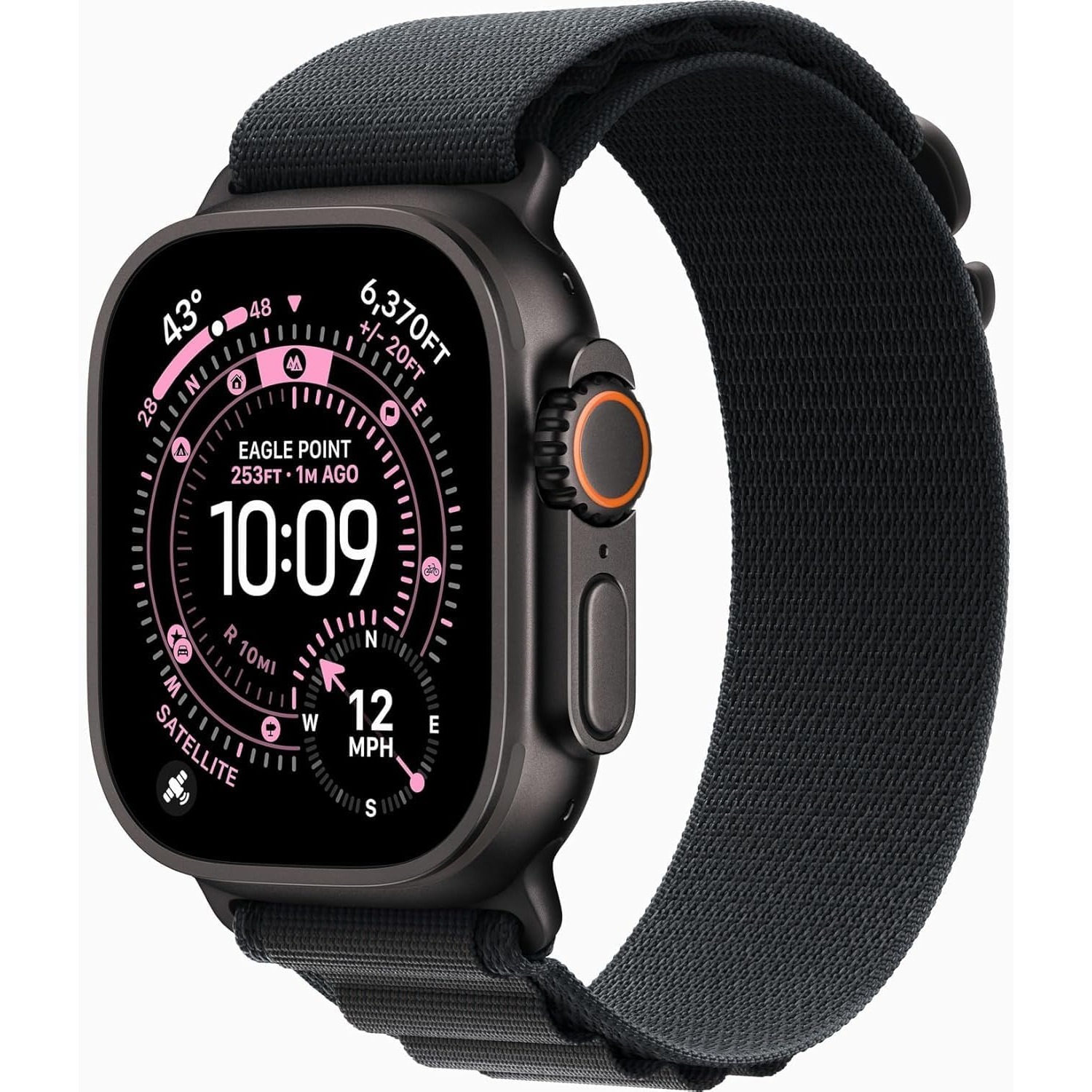 Apple Watch Ultra 3 [GPS + Cellular, 49mm] Black Titanium Case with Black Alpine Loop, Large
