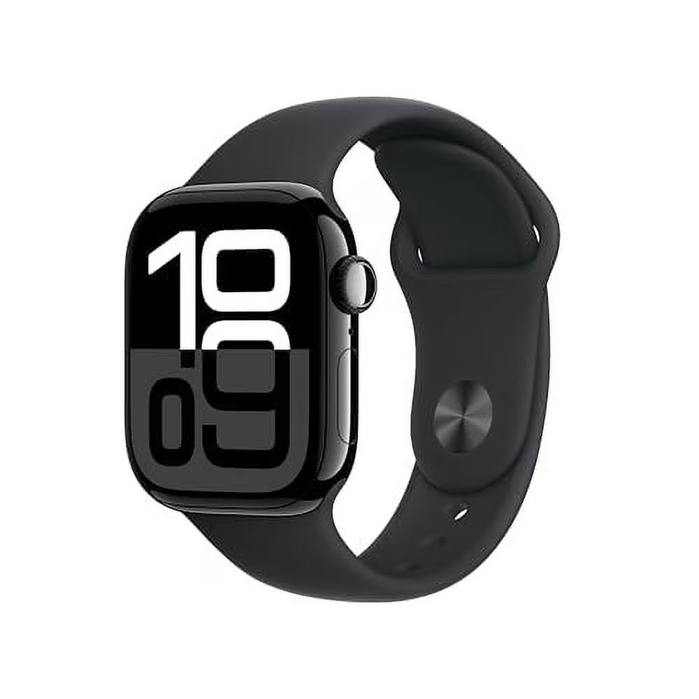 Apple Watch Series 10 [GPS + Cellular 42mm case] Smartwatch with Jet Black Aluminium Case with Black Sport Band