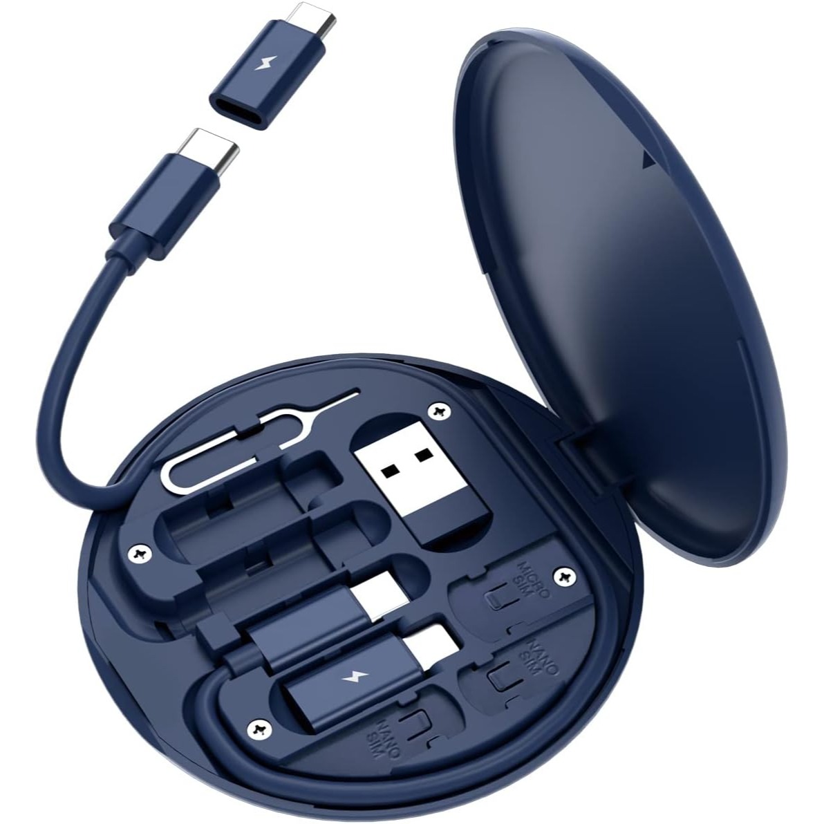 Multi USB Charging Adapter Cable Kit, USB C to iOS Adapter for Travel , Conversion Set A & Type C to Male Micro /Type C/iOS Device,, Tray Eject Pin